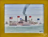 folk art depiction of the side-wheeler by James Burns McCloskey, oil on board, sold Sep 2016