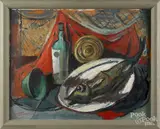 still life by Frederick Gill, oil on board, offered Sep 2016