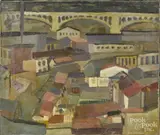 of rooftops by William Bill Gray, oil on canvas, offered Sep 2016