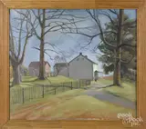 of a courtyard by Paul Wescott, oil on canvas, offered Sep 2016