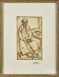 seated gentleman by George Grosz, ink and watercolor, offered Jun 2016