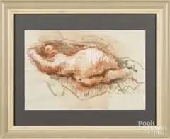 nude by Moses Soyer, mixed media, offered Jun 2016