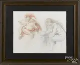 nude by Moses Soyer, mixed media, offered Jun 2016