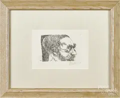 signed engraving by Leonard Baskin, pencil, offered Jun 2016