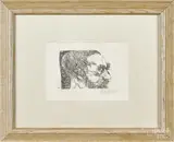 signed engraving by Leonard Baskin, pencil, offered Jun 2016