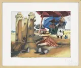 of a family at the beach by Peyter Paone, watercolor, offered Jun 2016
