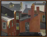 of rooftops by Douglas Martensen, oil on canvas, offered Jun 2016