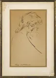 study of a woman by Tony Nell, ink, offered Jun 2016