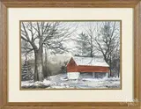 winter landscape by Linda Pincock, watercolor, offered Jun 2016