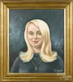 portrait of a young woman by Alfred Czerepak, oil on board, offered Jun 2016