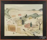 winter town scene by Jeanne Davies, oil on canvas, offered Jun 2016