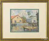 harbor scene by Albert Van Nesse Greene, pastel, offered Apr 2016