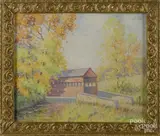 landscape with a covered bridge by Albert Van Nesse Greene, oil on board, offered Apr 2016
