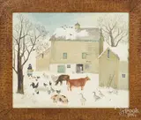 winter farmscene by Jeanne Davies, oil on canvas, offered Apr 2016