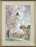 of a church by Charles X. Carlson, watercolor, offered Apr 2016