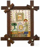 interior with young girl by Barbara Strawser, watercolor and gouache, offered Apr 2016