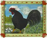 of a rooster by Barbara Strawser, watercolor and gouache, offered Apr 2016