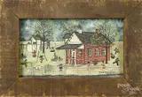 Amish schoolyard by Dolores Hackenberger, oil on board, offered Apr 2016