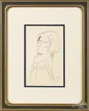 portrait sketch by Samuel Maitin, crayon, offered Apr 2016