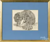 landscape by Charles X. Carlson, ink, offered Apr 2016
