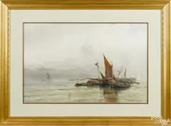 river scene by Frank F. English, watercolor, offered Apr 2016