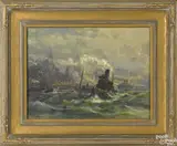 New York Harbor scene by Charles P. Appel, oil on canvas, offered Apr 2016