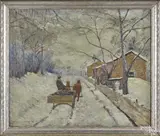 winter landscape with a horsedrawn sleigh by Charles W. Patterson, oil on canvas, offered Apr 2016
