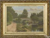 river landscape with a bridge by George Cope, oil on canvas, offered Apr 2016