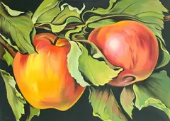 Apples by Lowell Nesbitt, 1980, oil on canvas, sold Oct 2022