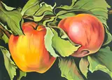 Apples by Lowell Nesbitt, 1980, oil on canvas, sold Oct 2022