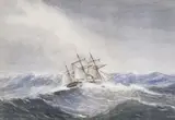 Ship in High Seas by Xanthus Russell Smith, 1868, watercolor on paper, sold Oct 2022