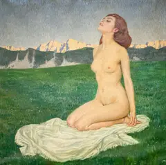 Untitled (Nude in Landscape) by Oscar Hermann Lamb, 1908, oil on canvas, sold Oct 2022