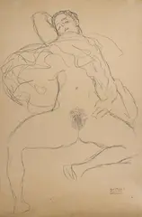 Study for 'The Bride' by Gustav Klimt, graphite on paper, sold Oct 2022