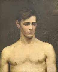 Bust Portrait of a Young Man by Hugh Goldwin Rivière, oil on board, sold Oct 2022