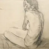 Seated Nude by Austin Osman Spare, 1937, graphite on paper laid on board, sold Oct 2022