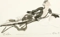 Portrait of Elsa Peretti by Joe Eula, watercolor and graphite on paper, sold Oct 2022