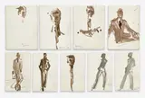 9 Drawings of Billy Baldwin by Joe Eula, 1974-76, watercolor on paper, sold Oct 2022