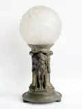 'Globe' Candle Stand by Oscar Bach, patinated bronze stand with Genet and Michon glass globe shade, sold Oct 2022
