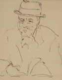 Portrait of James Ensor by Sam Salz, 1930, ink on paper, sold Oct 2022