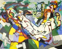 Sirenes et Showboat by Claude Venard, oil on canvas, sold Nov 2022