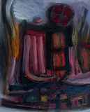 Rose Castle by Lowell Nesbitt, 1961, oil on canvas (unstretched), sold Nov 2022