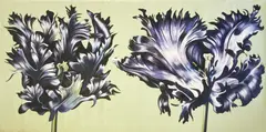 Two Black Parrot Tulips by Lowell Nesbitt, 1977, oil on canvas (unstretched), sold Nov 2022