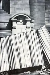 Ruined New York Fence by Lowell Nesbitt, 1978, oil on canvas (unstretched), sold Nov 2022