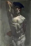Untitled (Portrait of a Man) by Mark Beard, oil on canvas board, sold Nov 2022