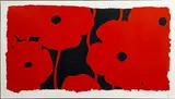 Eight Poppies by Donald Sultan, 2010, screenprint in red with flocking on wove paper, sold Nov 2022