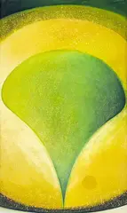 Growing Green by Lowell Nesbitt, 1963, oil on canvas (unstretched), sold Nov 2022