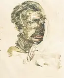 Untitled (Portrait) by Nathan Oliveira, 1961, monotype, sold Nov 2022