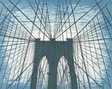 Brooklyn Bridge by Lowell Nesbitt, 1974, aquatint in colors, sold Nov 2022