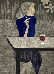 Resting Paris by Kiyoshi Saitō, 1960, woodcut in colors, sold Nov 2022