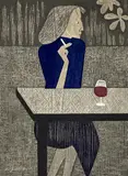 Resting Paris by Kiyoshi Saitō, 1960, woodcut in colors, sold Nov 2022